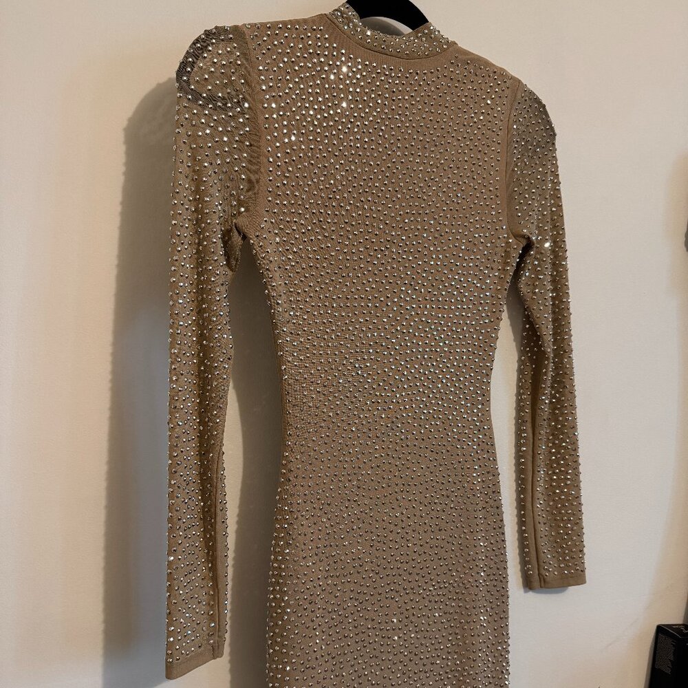 City Lux boutique Nude & Rhinestone midi dress